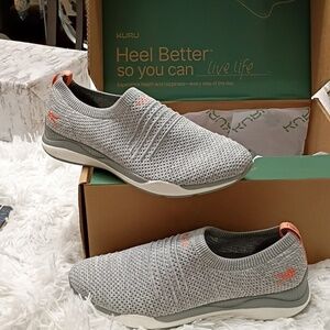 New Kuru Stride Gray Knit Slip-On Sneakers Walking Plantar Fascitis Shoes 12M